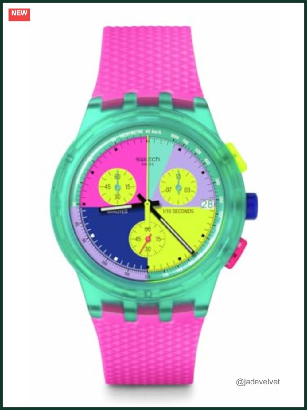 Swatch Neon Flash Arrow Chrono 42mm Unisex Watch Quartz Glow
